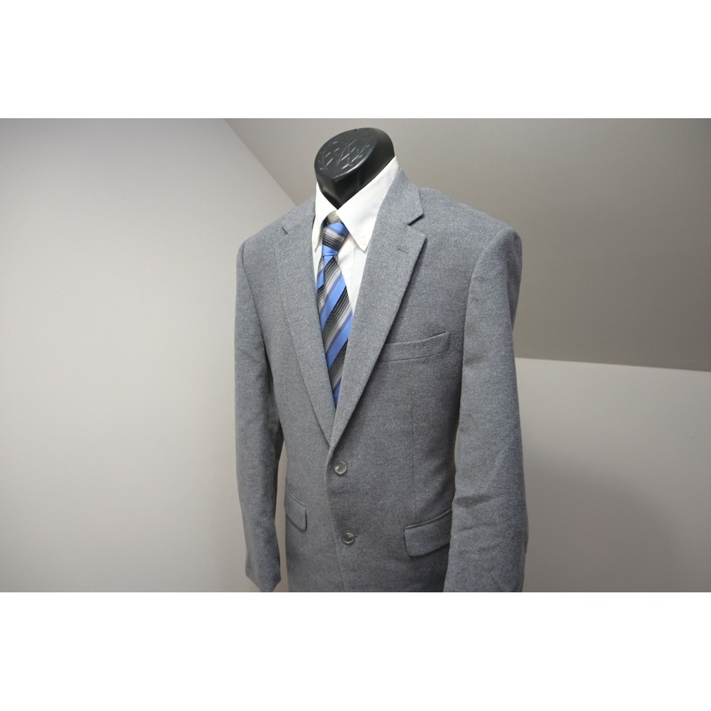 Jos A Bank Blazer Wool Silk Mens 42R Grey Tailored Fit Two Button Sport Coat